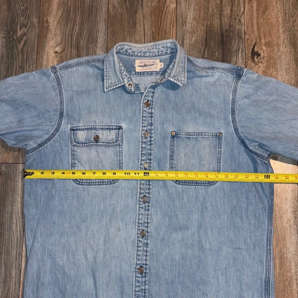 Polo Ralph Lauren Authentic Dungarees Denim Shirt Light Wash Mens XL Cotton